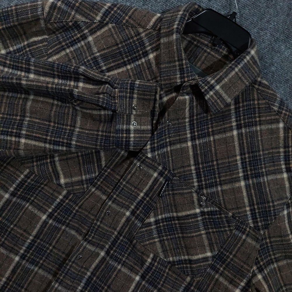 Outback‎ Trading Co Jacket Mens 2XL Brown Plaid Flannel Greyson Quilted Shacket
